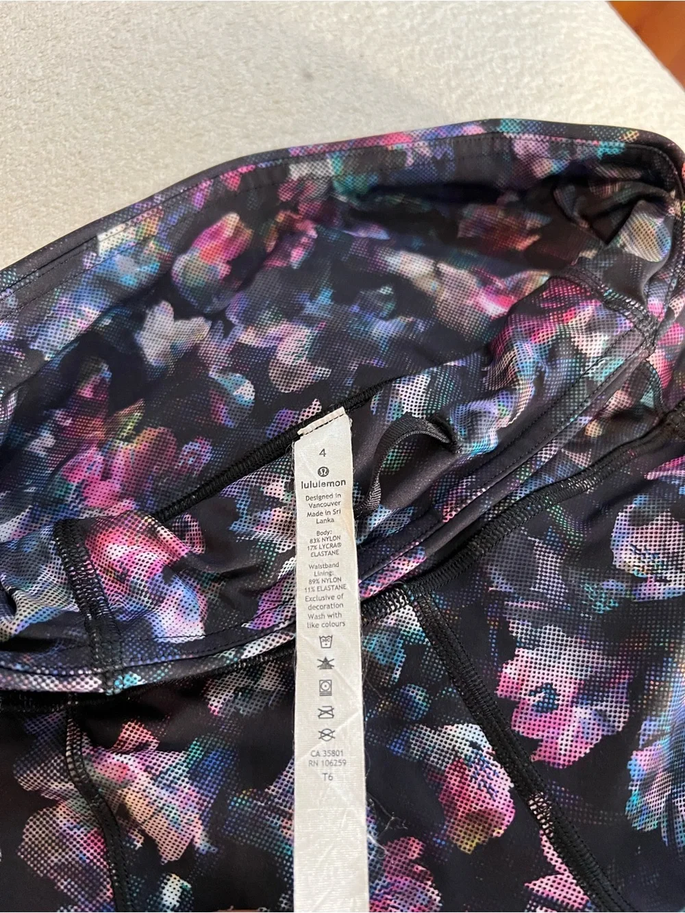 Lululemon High-Waist Floral Bike Shorts - Black Multi